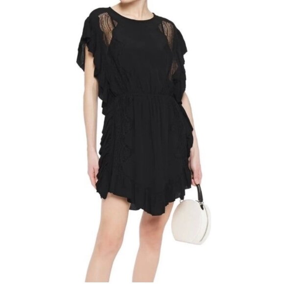 IRO Zestful Lace Inset Black Mini Dress Size 34 XS - Picture 9 of 16